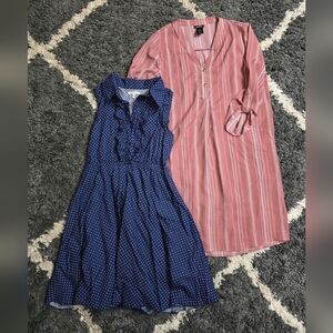Lot Of 2 Dresses Charlotte Russe Polka Dot & Rue21 Pink Boxy Junior's Size Med